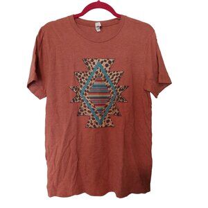 Rust-Orange Graphic T-Shirt With Tribal Print Design In Medium By Bella+Canvas